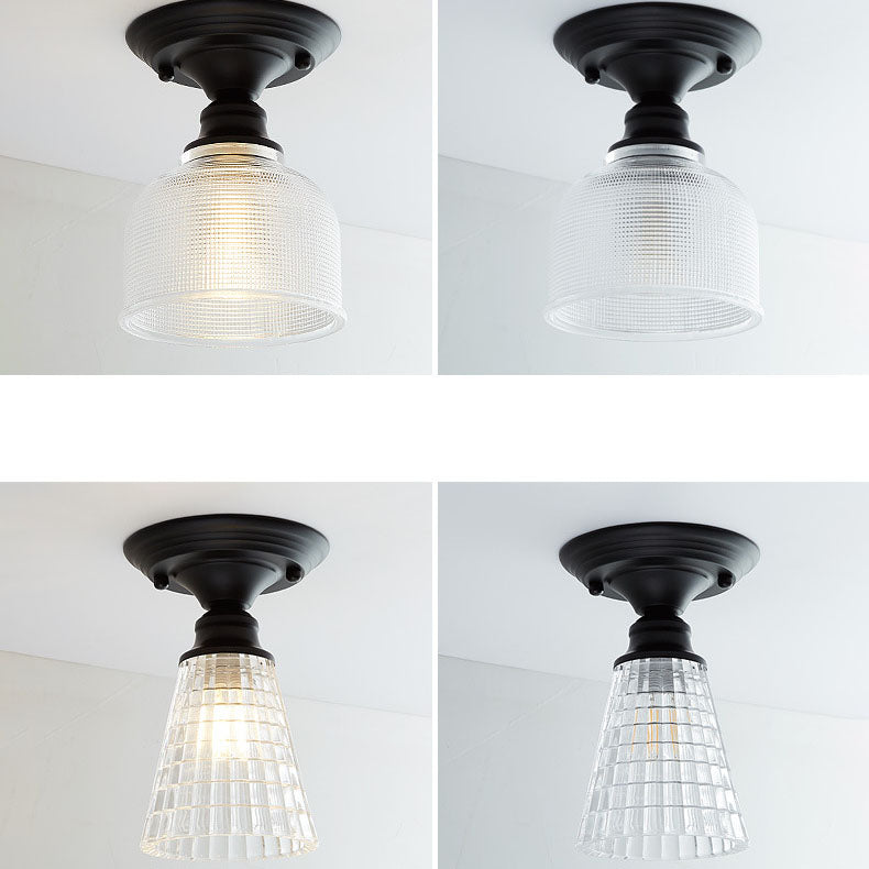 Nordic Vintage Floral Round Semi-Flush Mount Ceiling Light