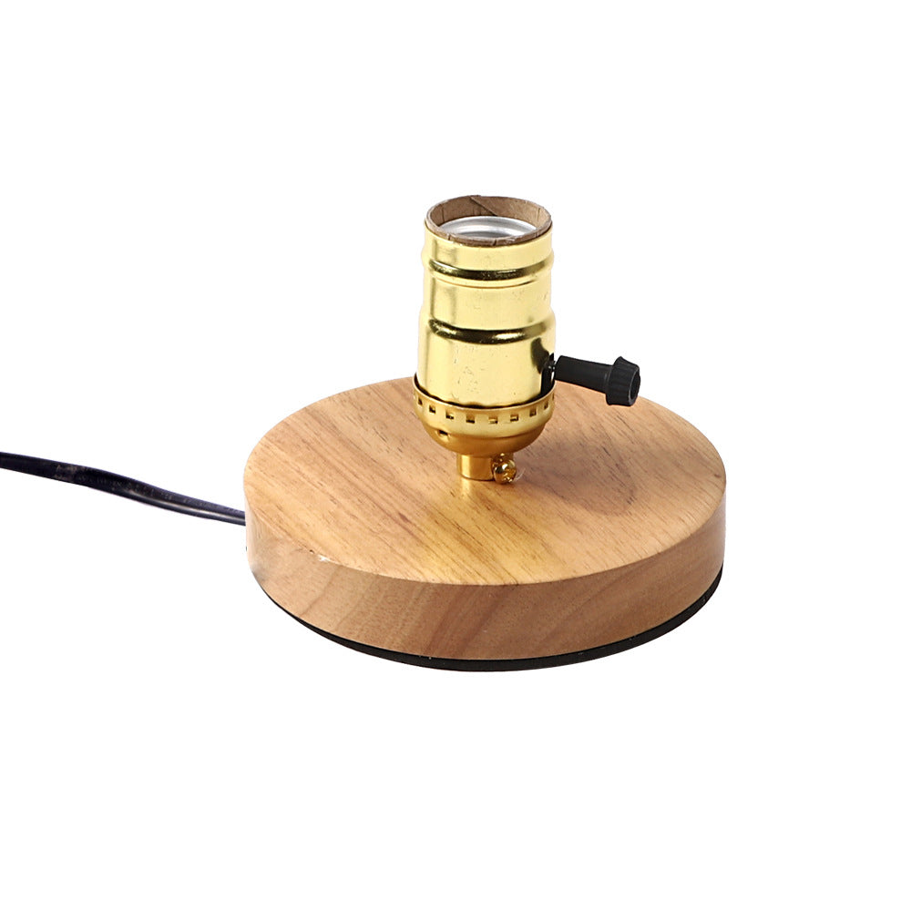 Vintage Glass Table Lamp with Solid Wood Base - 1-Light Design for Bedroom