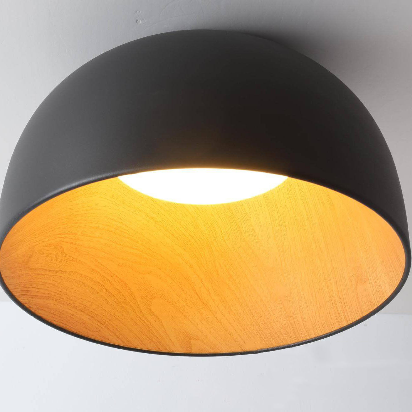 Modern Wooden Bowl LED Flush Mount Ceiling Light