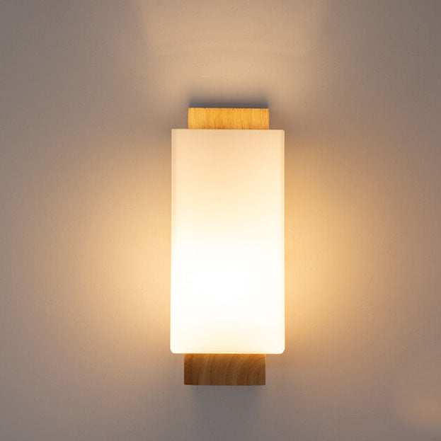 Solid Wood & Glass Wall Sconce