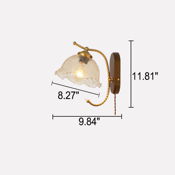 Vintage French Cream Glass Petal Wall Sconce Lamp