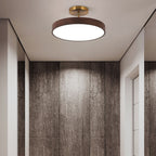 Minimalist Japanese Wood Grain Round LED Semi-Flush Mount