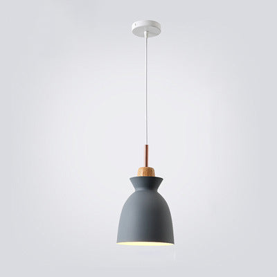 Oak & Iron Cone Pendant Light