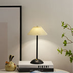 Scandinavian Rechargeable Conic Pleated Table Lamp - 1-Light Bedside Design