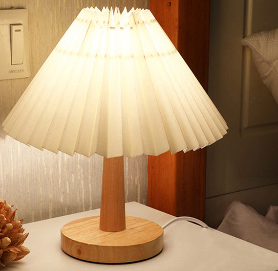 Retro Pleated LED Table Lamp - Umbrella Design