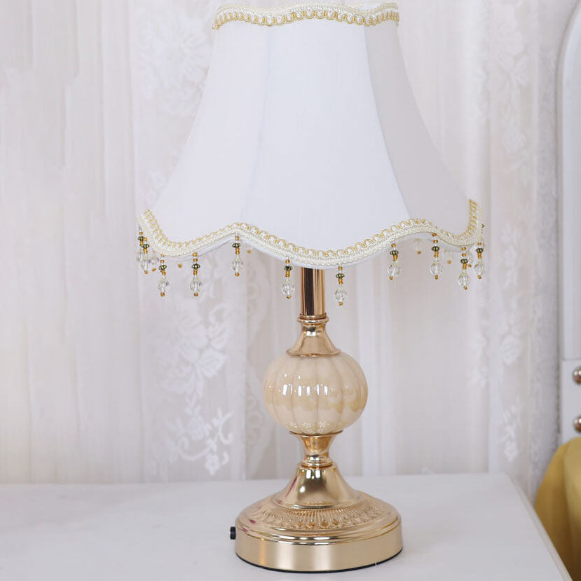 Vintage Floral Glass Table Lamp - European Design, 1-Light