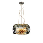 Elegant 6-Light Crystal Chandelier with Modern Glass Shade