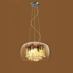 Elegant 6-Light Crystal Chandelier with Modern Glass Shade