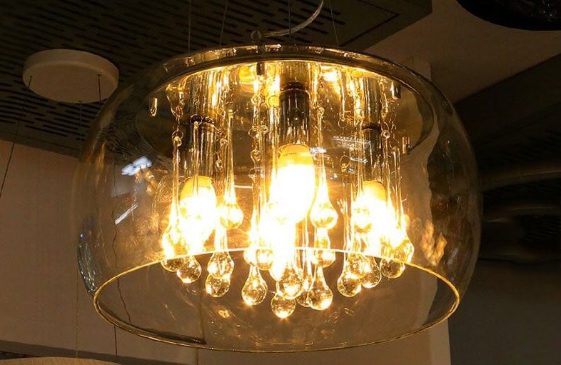 Elegant 6-Light Crystal Chandelier with Modern Glass Shade