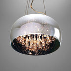 Elegant 6-Light Crystal Chandelier with Modern Glass Shade