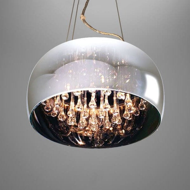 Elegant 6-Light Crystal Chandelier with Modern Glass Shade