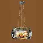 Elegant 6-Light Crystal Chandelier with Modern Glass Shade