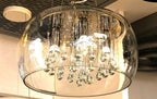 Elegant 6-Light Crystal Chandelier with Modern Glass Shade