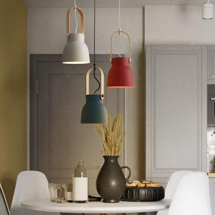 Nordic 1-Light Wood Pendant Light with Handle