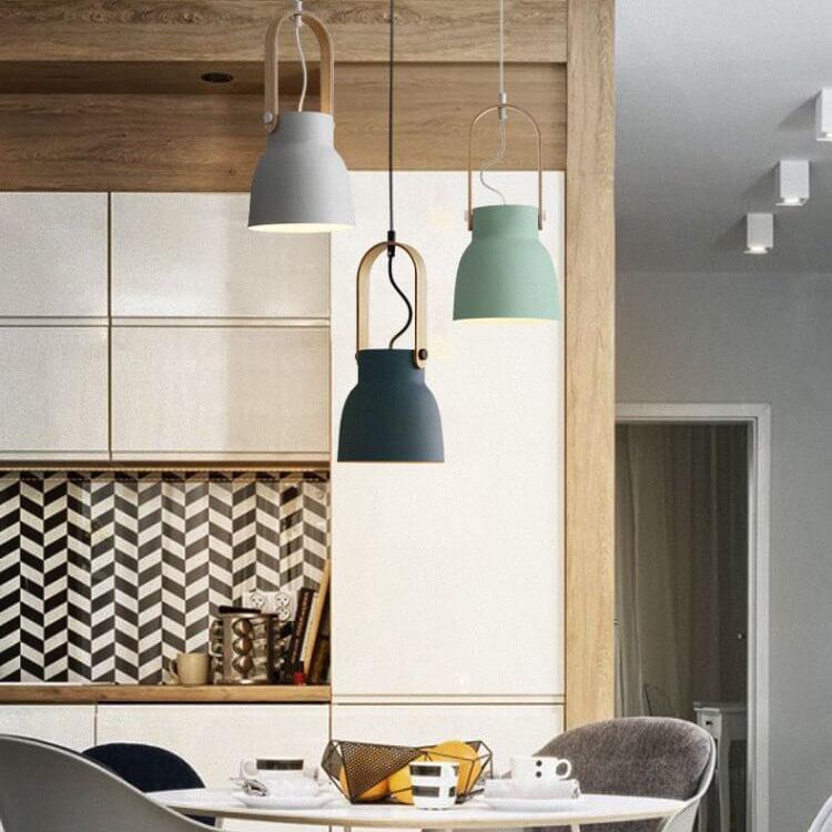 Nordic 1-Light Wood Pendant Light with Handle