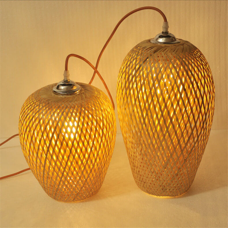 Premium Bamboo Weaving 1-Light Pendant Lamp - Rustic Design