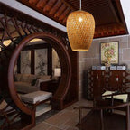 Premium Bamboo Weaving 1-Light Pendant Lamp - Rustic Design