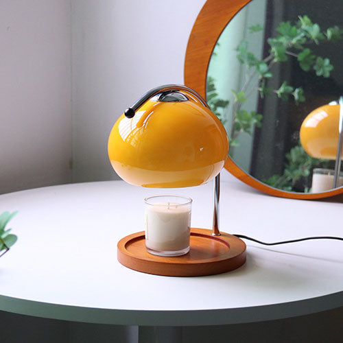 Premium Vintage Glass Dome Table Lamp with Solid Wood Base - 1-Light Melting Wax Design