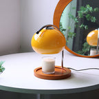 Premium Vintage Glass Dome Table Lamp with Solid Wood Base - 1-Light Melting Wax Design