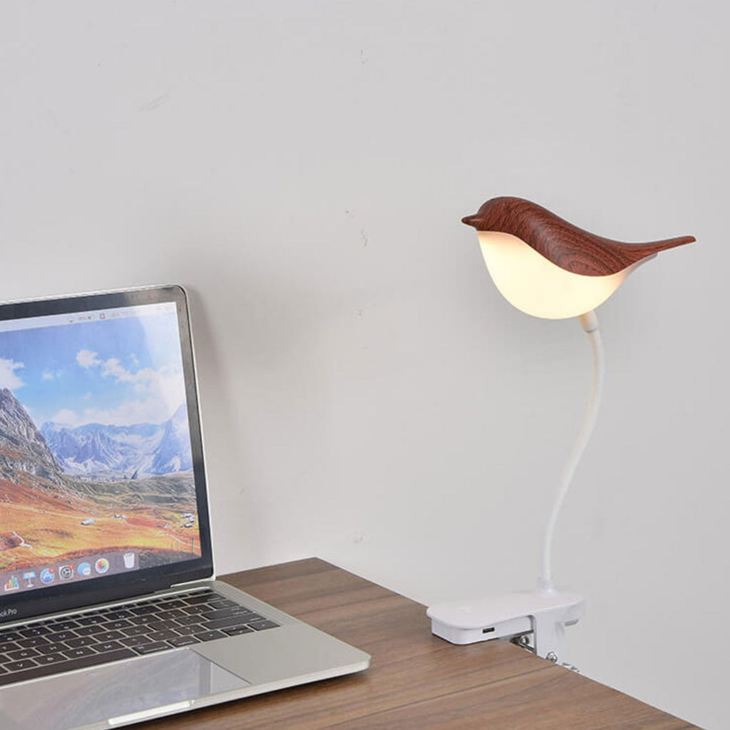 Nordic Bird Clip LED Night Light - USB Rechargeable Table Lamp