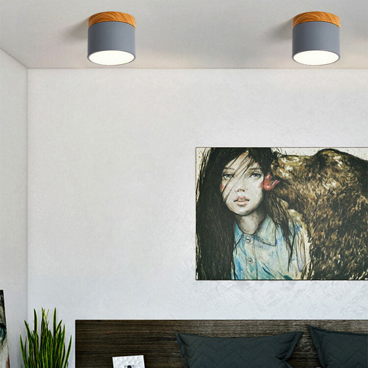 Scandinavian Solid Color Log LED Flush Mount Ceiling Light