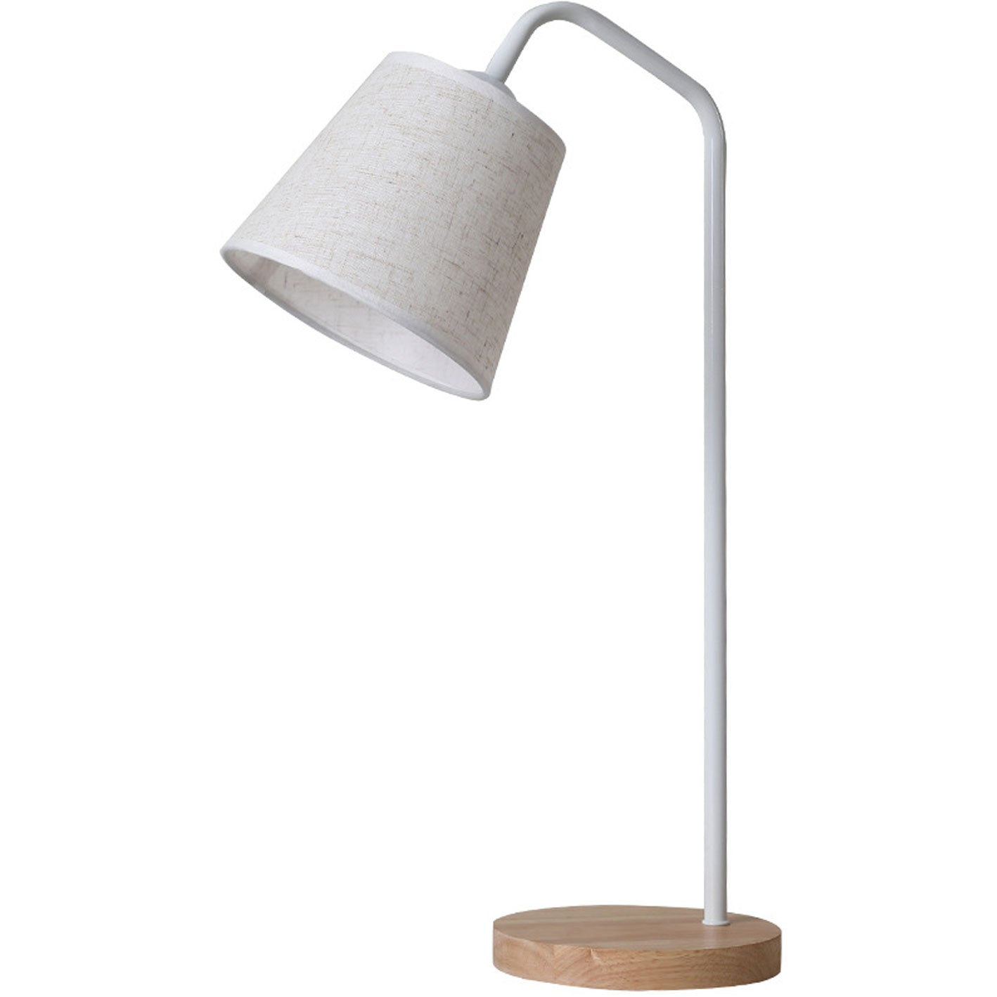 Minimalist Cone Linen Shade Table Lamp with Wood Base - 1-Light Design