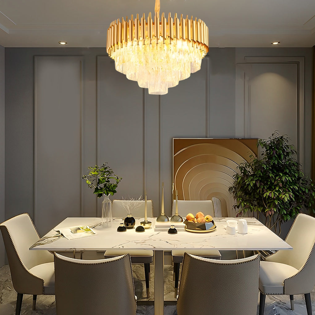 Luxury Round Oval Crystal Chandelier with Three-Step Dimming