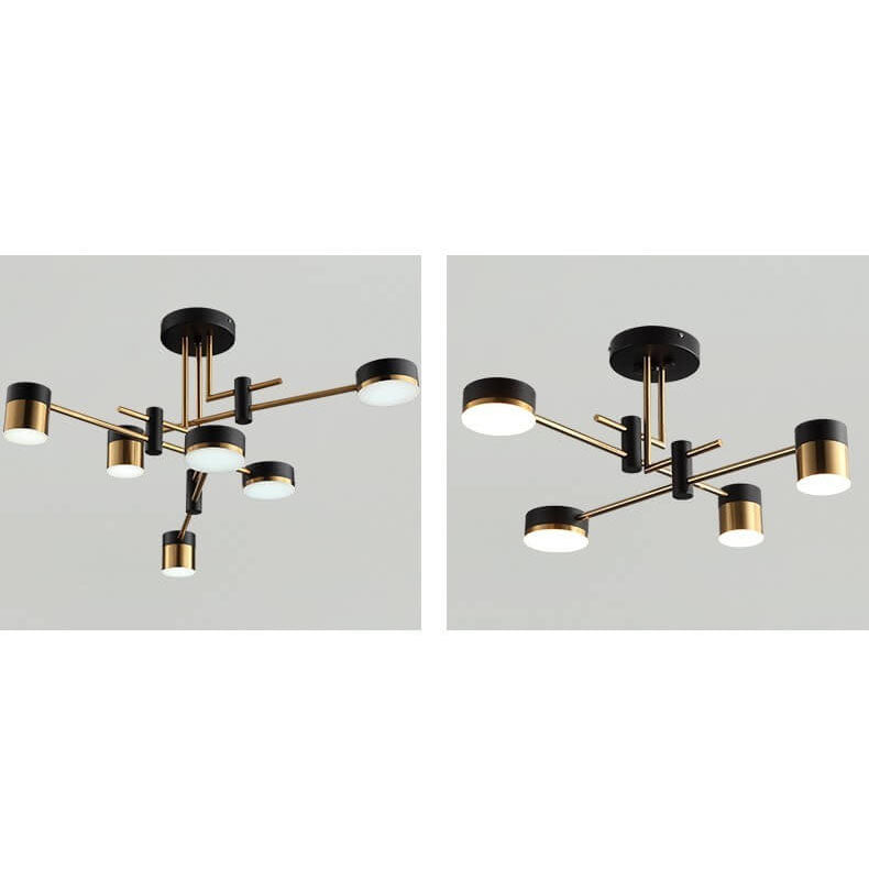 Elegant Black and Gold Semi-Flush Mount Light - 4 to 8 Bulb Design