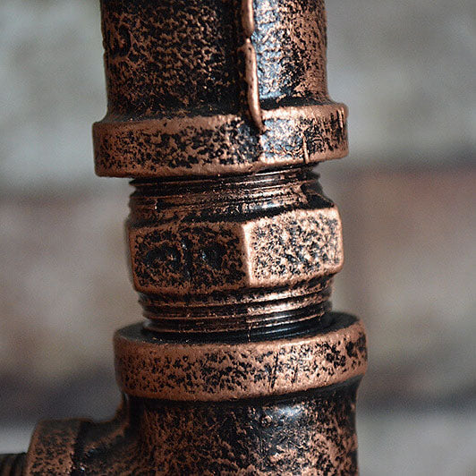 Steampunk Copper Water Pipe 2-Light Floor Lamp