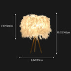 Art Deco Feather Wood Cylinder Table Lamp - 1-Light Design for Bedside