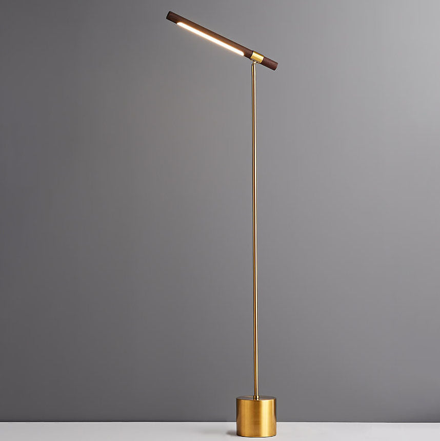 Nordic Minimalist Walnut Grain LED Floor Lamp