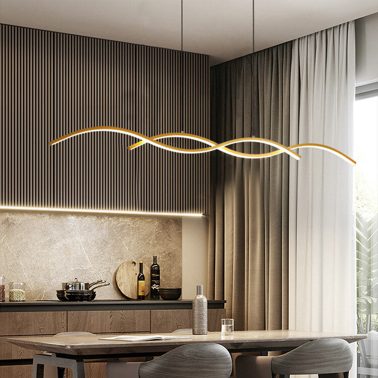 Nordic Minimalist LED Chandelier with Long Wave Design
