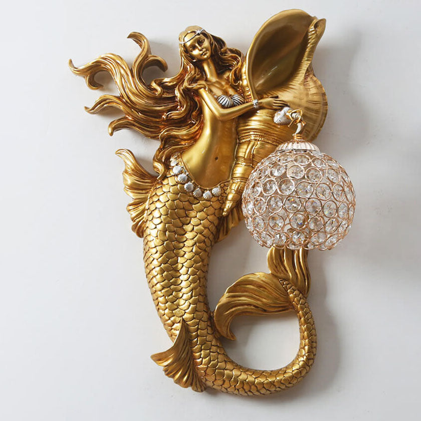 Mermaid Resin Crystal Wall Sconce