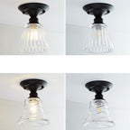 Nordic Vintage Floral Round Semi-Flush Mount Ceiling Light
