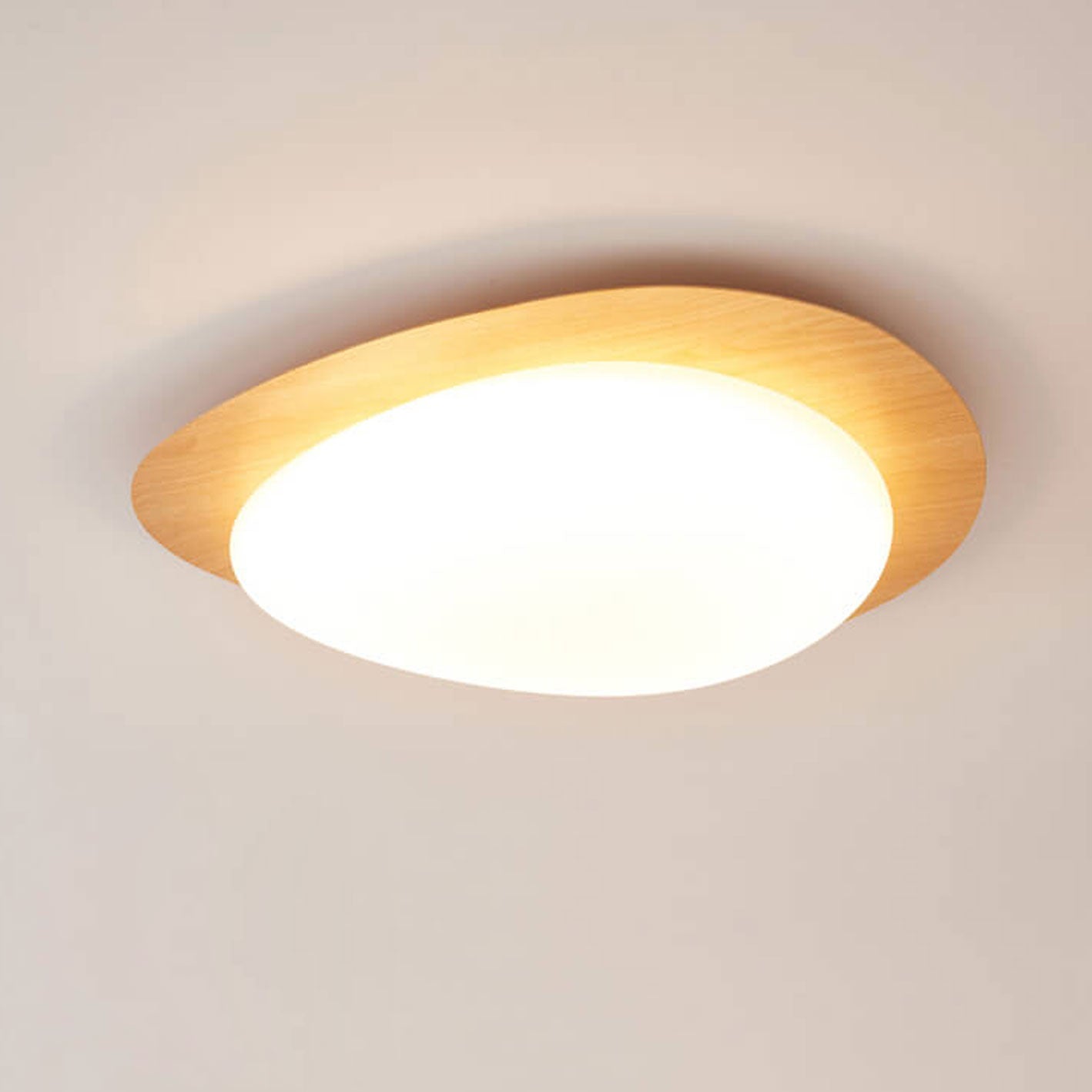 Nordic Wood Grain Pebble LED Flush Mount Ceiling Light