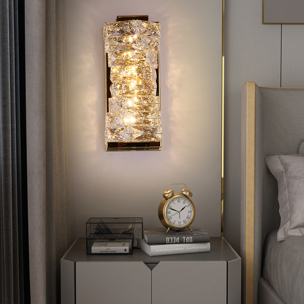 Modern LED Crystal Wall Sconce with Three-Step Dimming