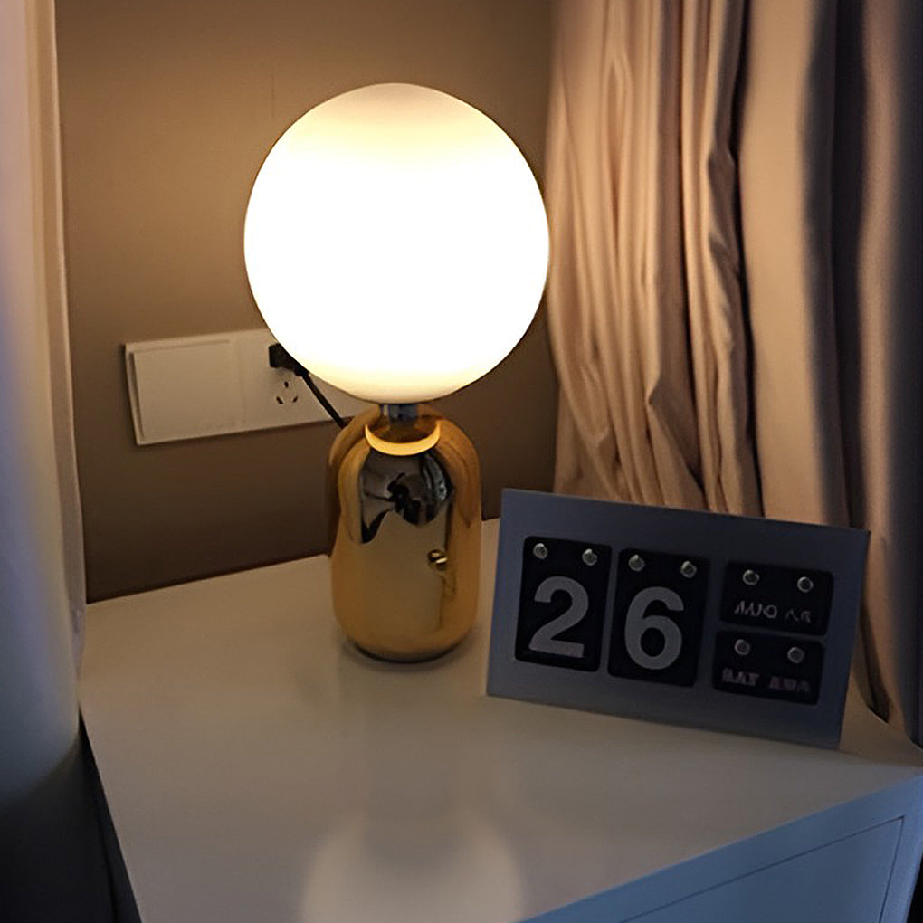 Contemporary Large Glass Globe LED Accent Table Lamp