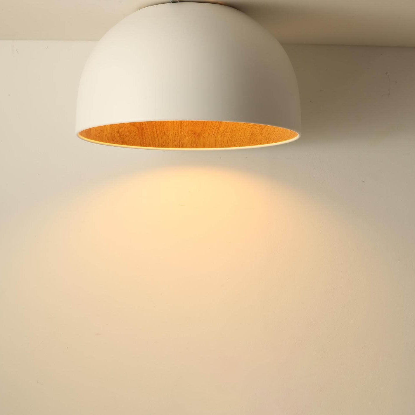 Modern Wooden Bowl LED Flush Mount Ceiling Light