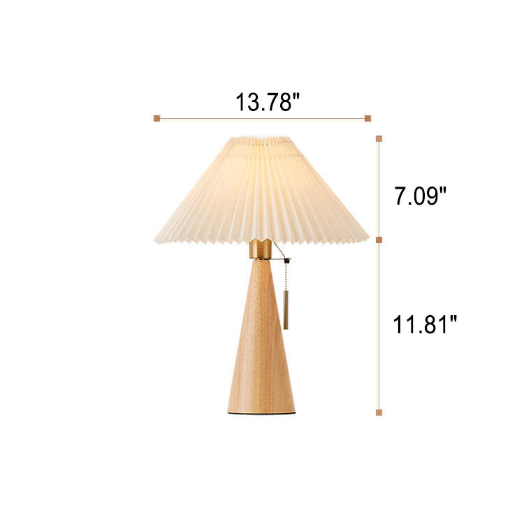 Vintage Japanese Minimalist Pleated Wooden LED Table Lamp
