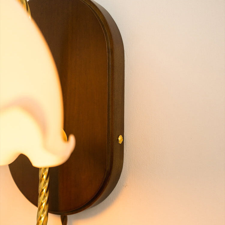 Vintage French Cream Glass Petal Wall Sconce Lamp