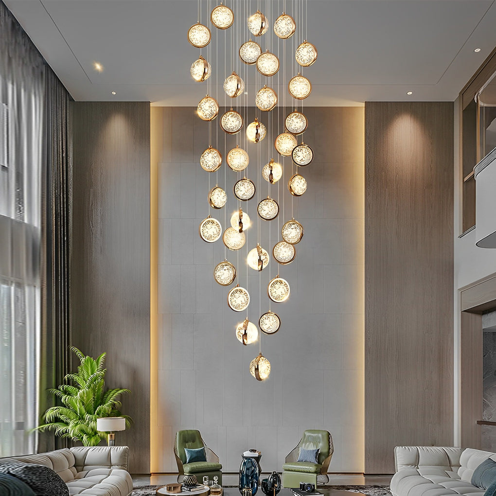 Adjustable Luxury Crystal Cluster Chandelier for Modern Staircases