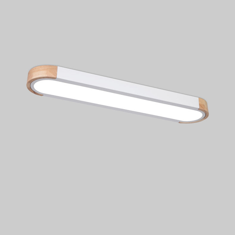 Scandinavian Long Oval Iron LED Flush Mount Ceiling Light for Bedroom