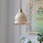 French Walnut Jellyfish Glass Pendant Light - 1-Light Fixture for Living Room