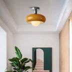 Contemporary Glass Egg Tart 1-Light Flush Mount Fixture