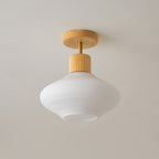 Nordic Striped Glass Oval Semi-Flush Mount Ceiling Light