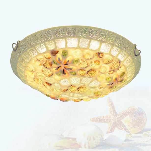 Tiffany Mosaic Shells 1-Light Flush Mount Ceiling Light
