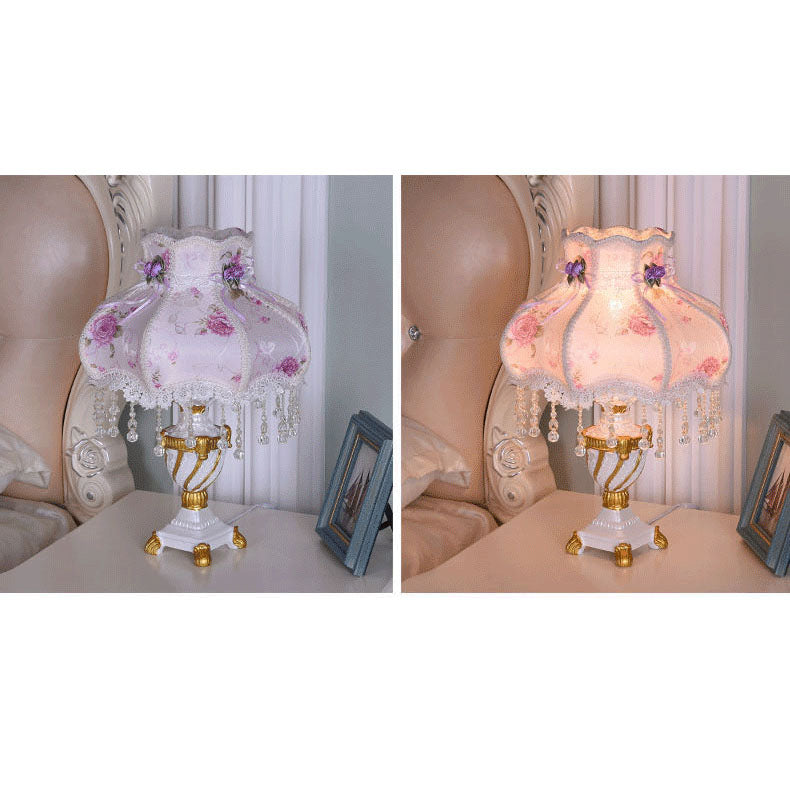 Luxury Lace Resin 1-Light Table Lamp - European Design