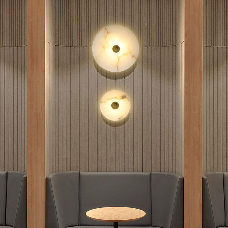 Luxury Round Marble and Iron LED Wall Sconce