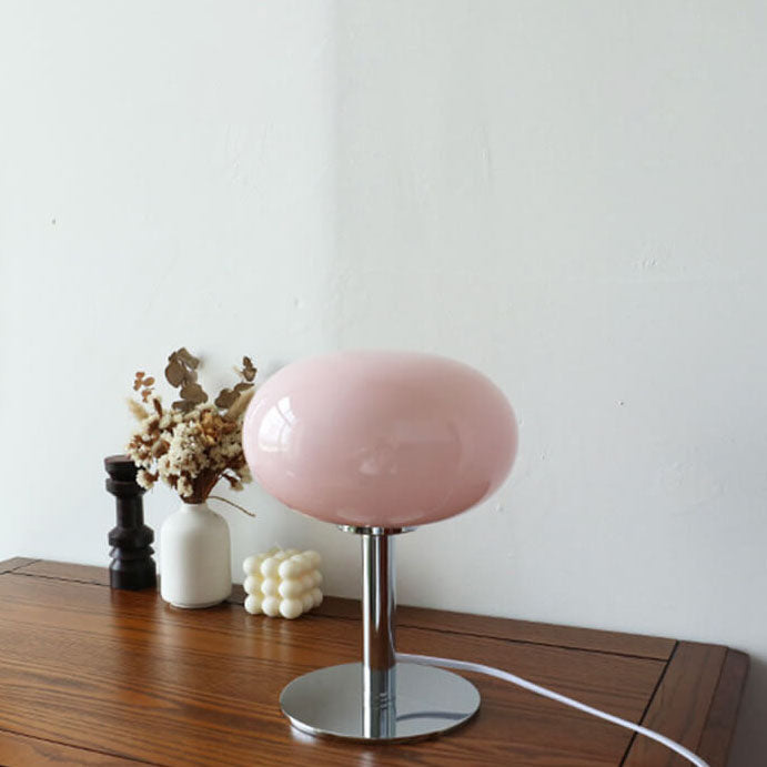 Vintage Cream Round Glass Table Lamp - Nordic Design