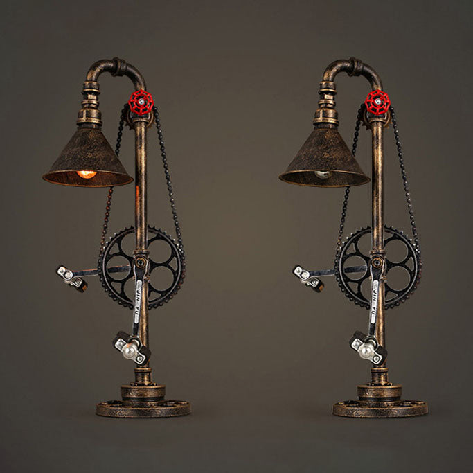 Vintage Industrial Iron Gear 1-Light Table Lamp
